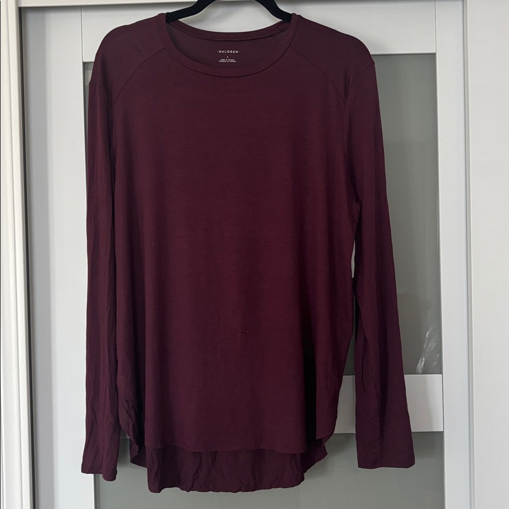 Halogen Burgundy Long Sleeve Top